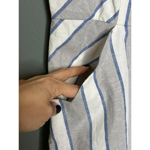 Market & Spruce Women's Large Crissie Linen Dress Scalloped Pockets Summer NWT - Picture 9 of 15